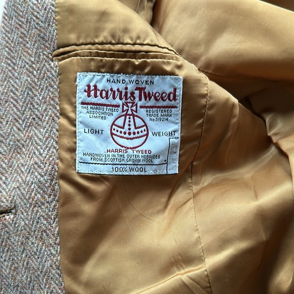 VTG Elegance English Harris tweed tan cream herringbone blazer size 11 W size 6 - Picture 9 of 12